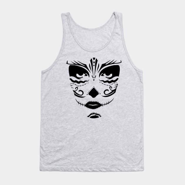 Sugar Skull Woman Face Tank Top by BlackPawCanvas